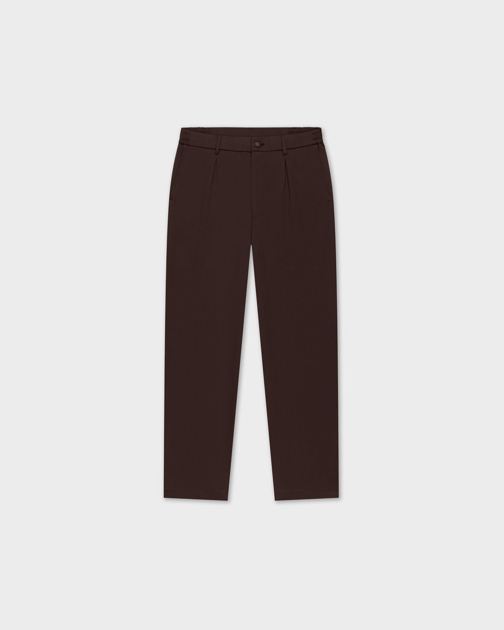 TP 05 Pleated Wide Chocolate – pantalon à pinces marron en Technical Drape Weave