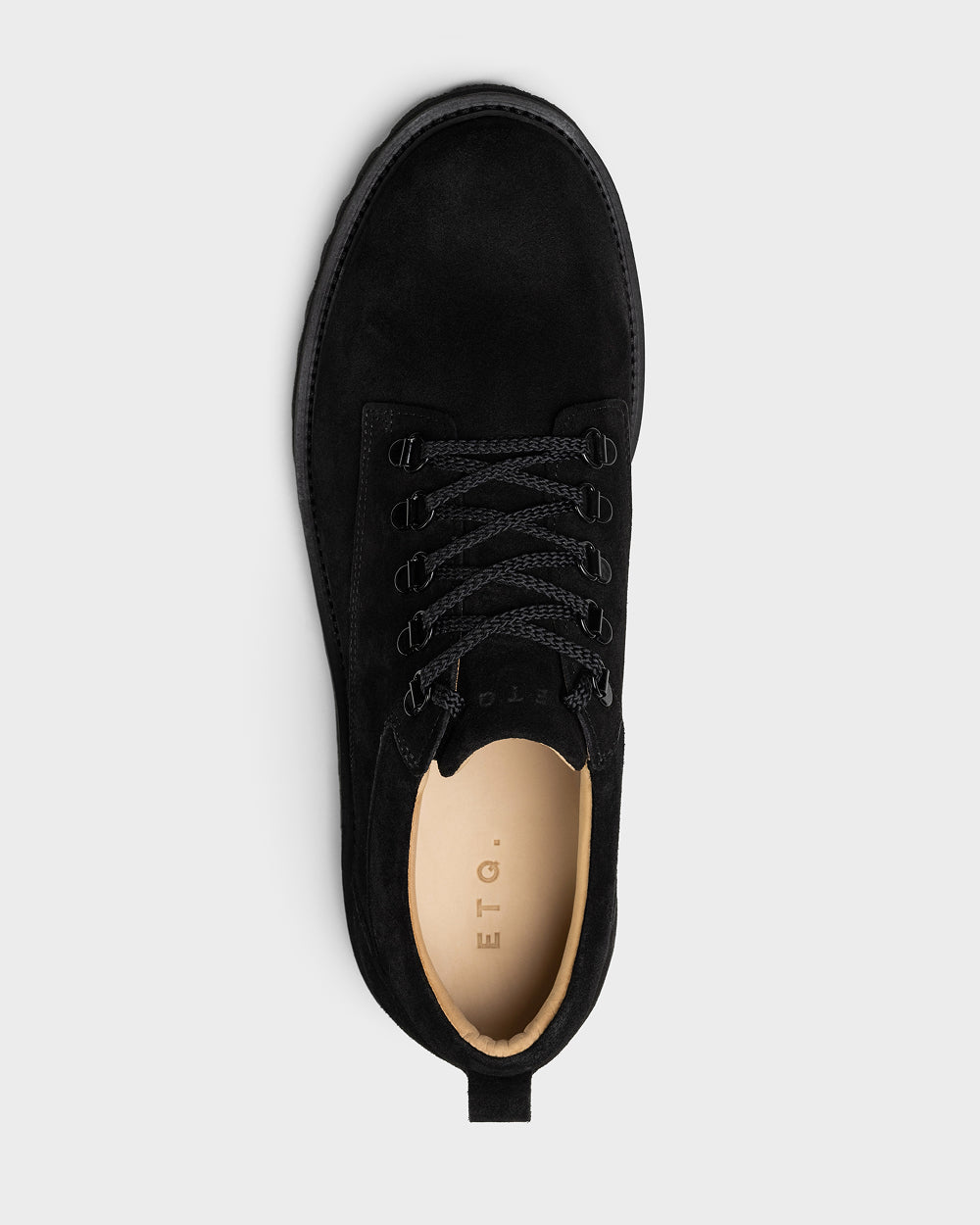 ETQ LB 01 Suede All Black ankle boot, top view
