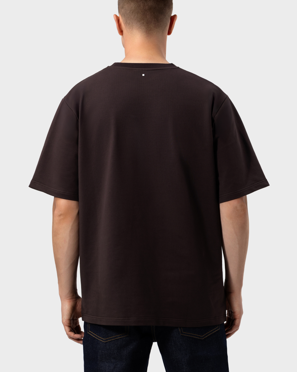 TS 01 Essence Oversized Heavyweight Chocolate 2.0 – hnědé tričko ze strečové bavlny, foto 3