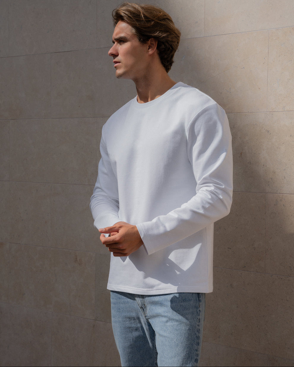 TS 03 Essence Long Sleeve White 2.0 – bílé tričko s dlouhým rukávem ze strečové bavlny, foto 2