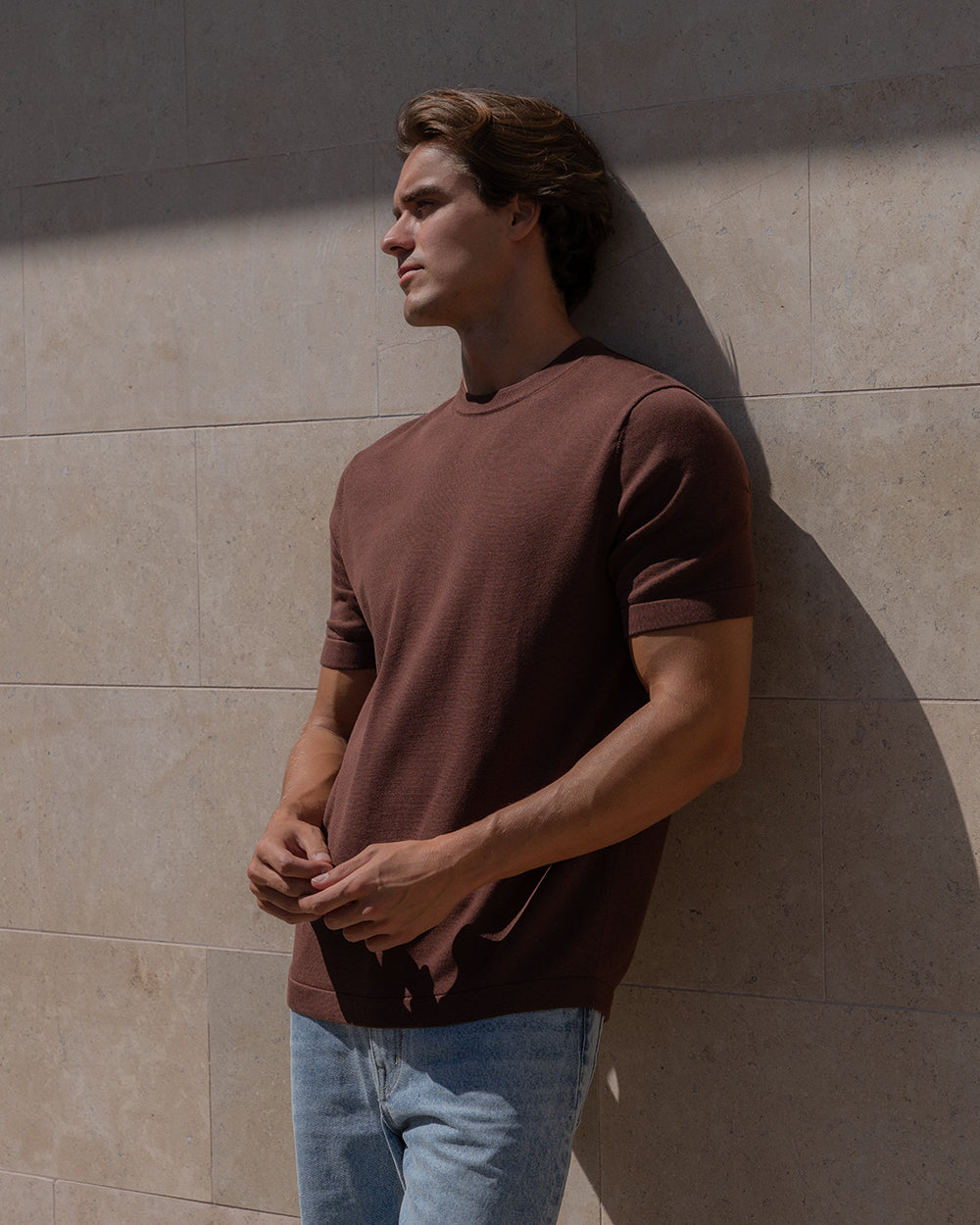ETQ TS 04 Tailored Clay Red - men's red tailored fit t-shirt