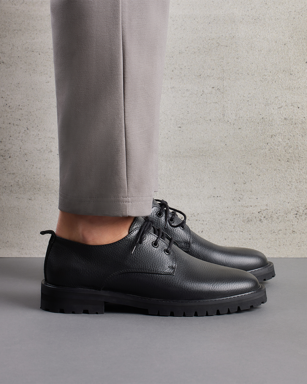 ETQ DS 01 Rugged Black - men's black leather deck shoes