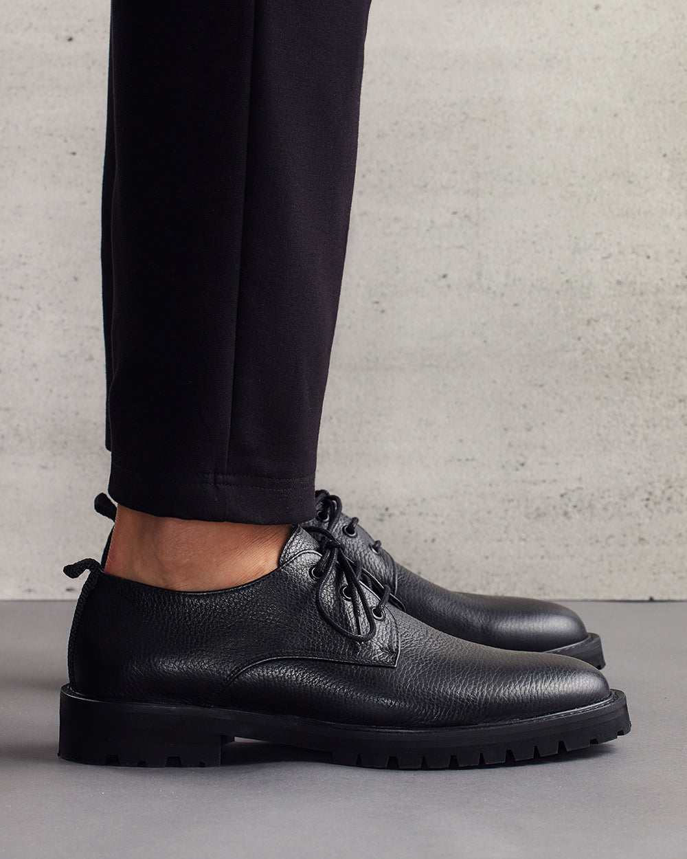 Men's black deck shoes, handmade in Portugal - DS 01 Rugged Black