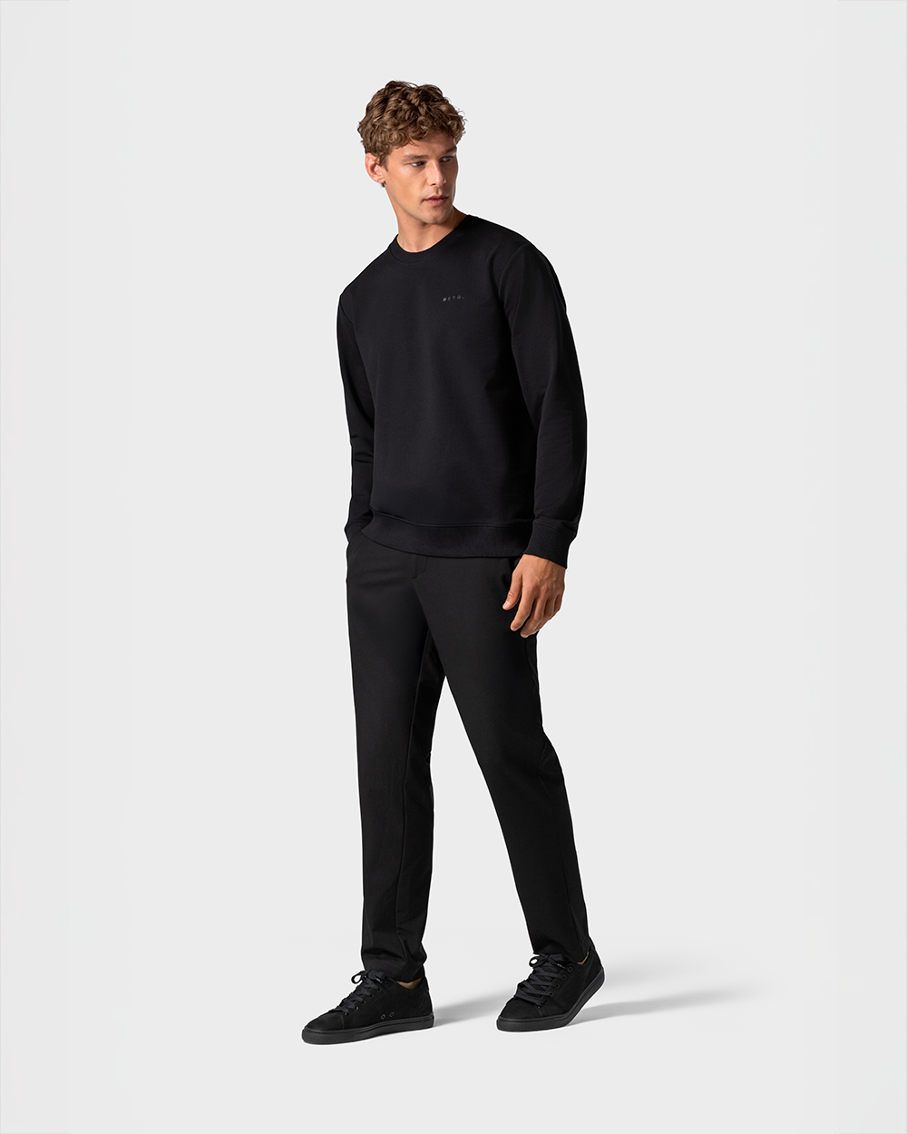 Black cotton sweater for men - SW 01 Marked Black 2.0 - ETQ Amsterdam