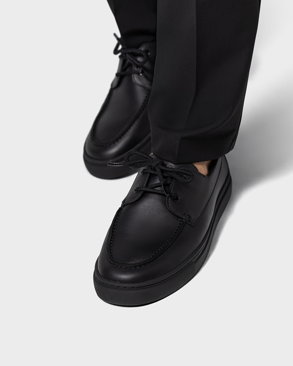 Men's black deck shoes, handmade in Portugal - DS 03 All Black