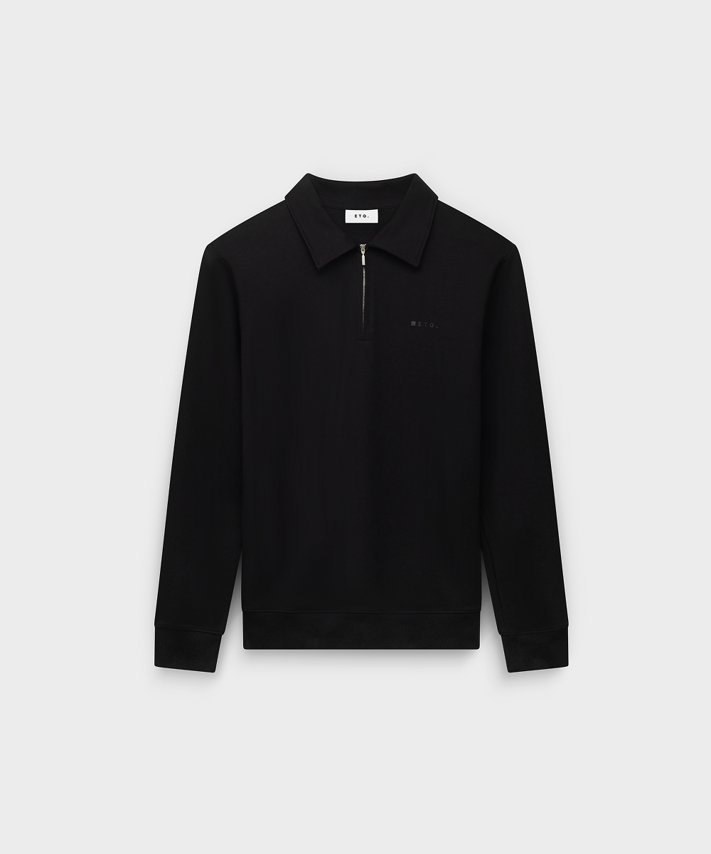 SW 02 Marked Half Zip Black 2.0 – černá mikina s krátkým zipem ze strečové bavlny