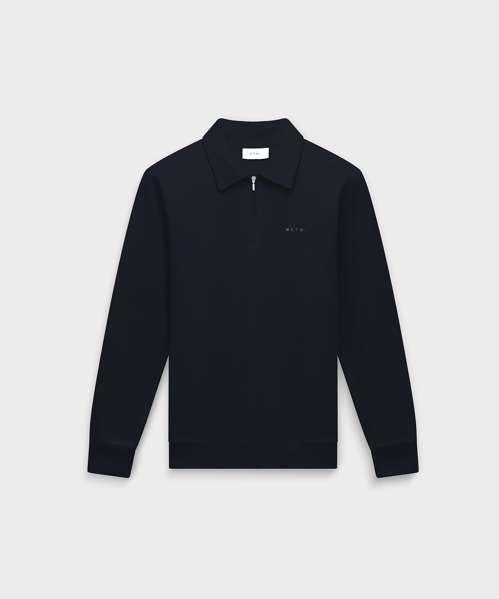 SW 02 Marked Half Zip Blueberry 2.0 – modrá mikina s krátkým zipem ze strečové bavlny