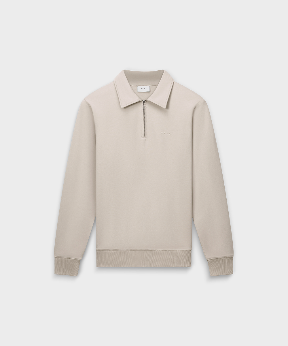 SW 02 Marked Half Zip Sand 2.0 – béžová mikina s krátkým zipem ze strečové bavlny