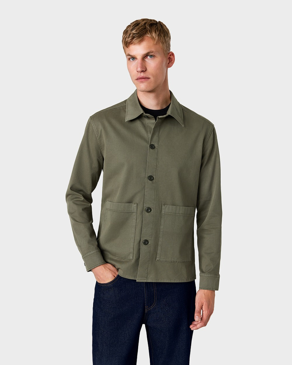 OS 03 Twill Money Green – overshirt in green washed cotton twill, photo 3
