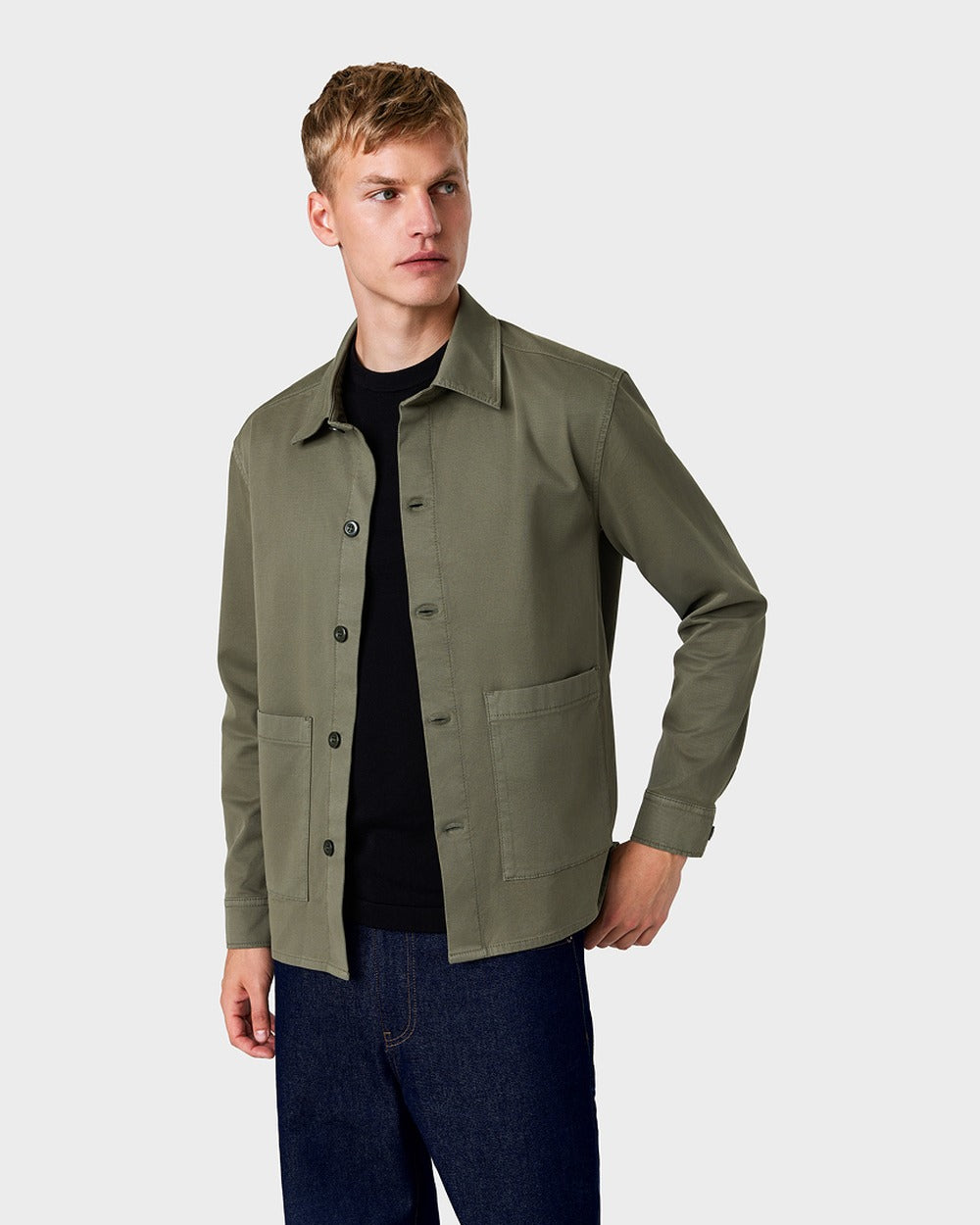 OS 03 Twill Money Green – overshirt in green washed cotton twill, photo 2
