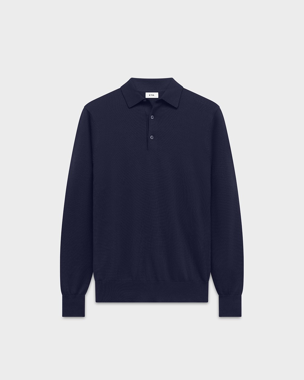 Blue cotton long sleeve polo for men - PO 04 Tailored Longsleeve Blueberry - ETQ Amsterdam