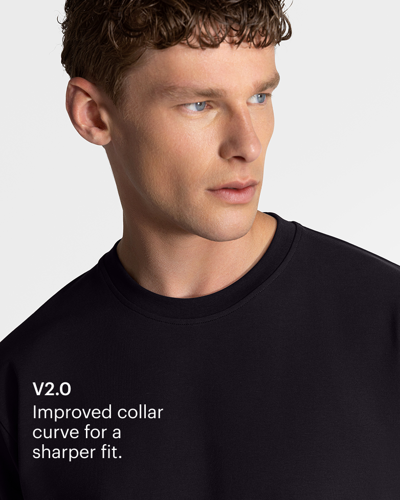 TS 01 Essence Oversized Heavyweight Black 2.0 – t-shirt in black stretch cotton, photo 4