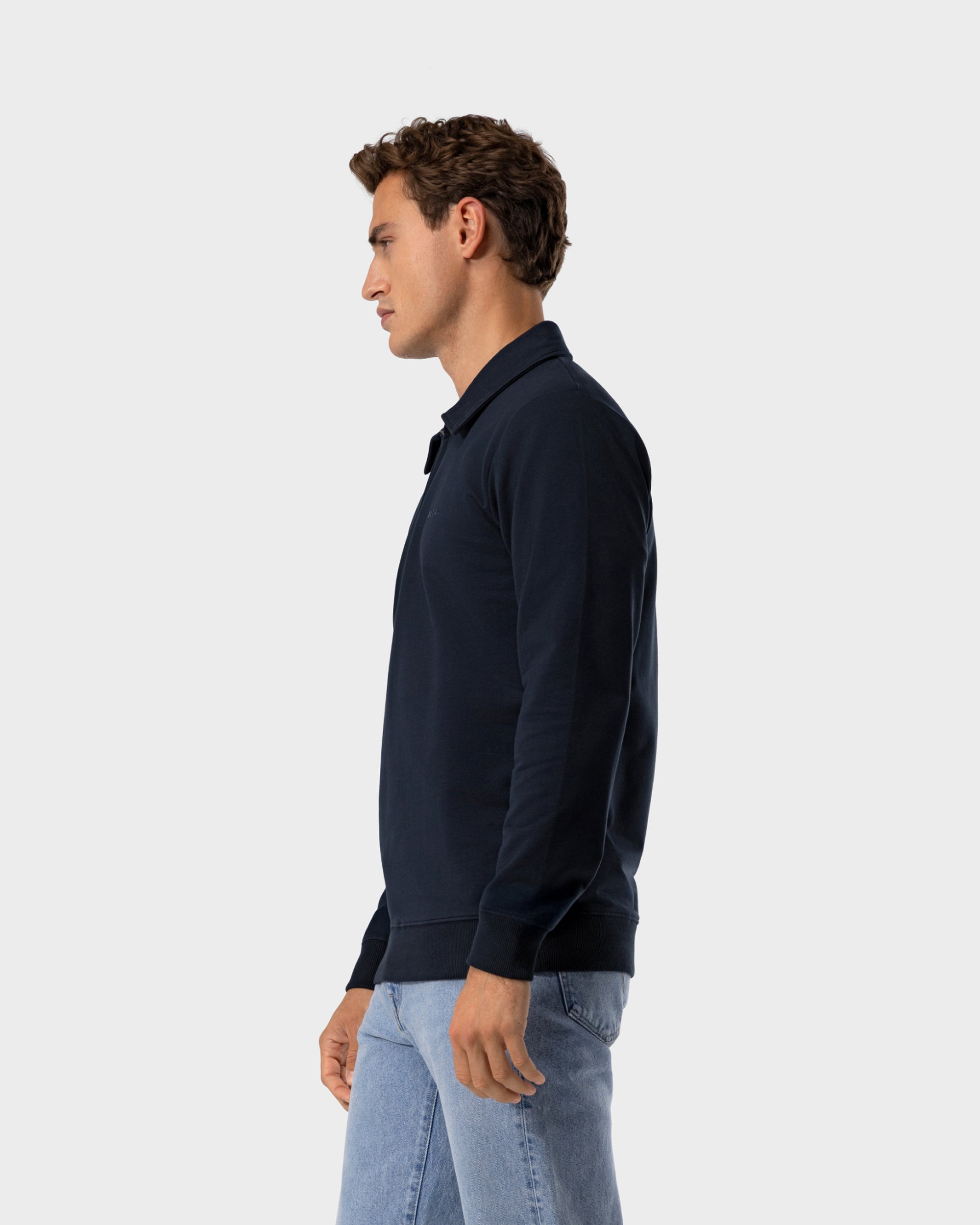 SW 02 Marked Half Zip Blueberry 2.0 – modrá mikina s krátkým zipem ze strečové bavlny, foto 4