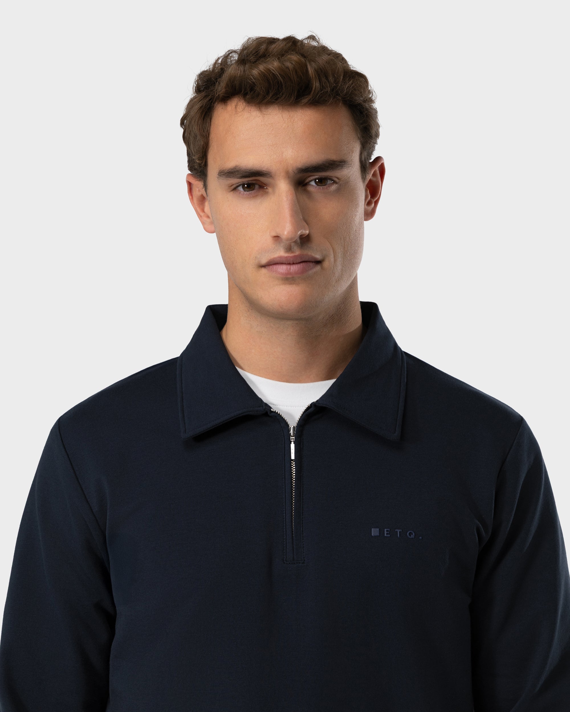 SW 02 Marked Half Zip Blueberry 2.0 – modrá mikina s krátkým zipem ze strečové bavlny, foto 3