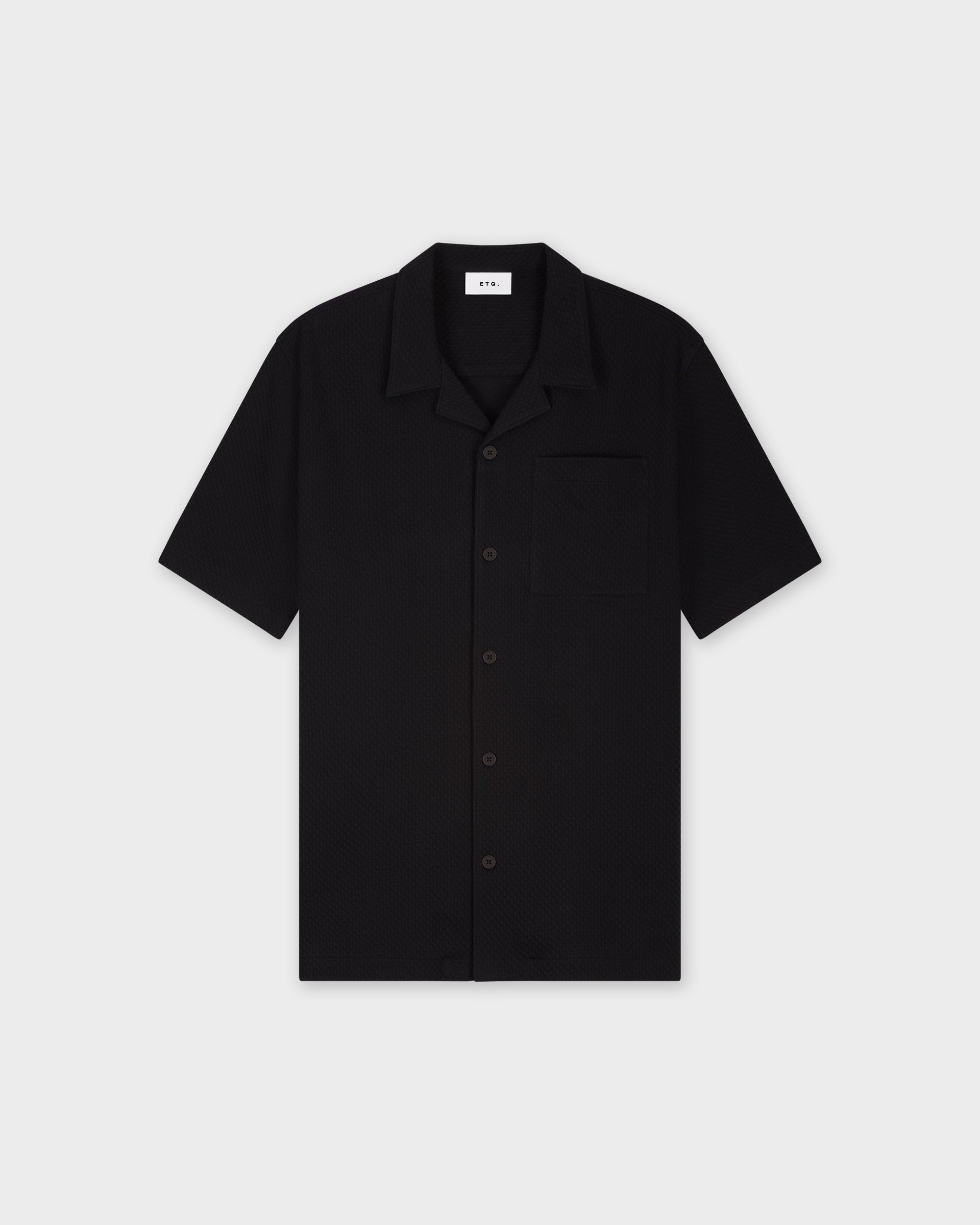 SH 04 Jacquard Black – short sleeve shirt in black cotton jacquard