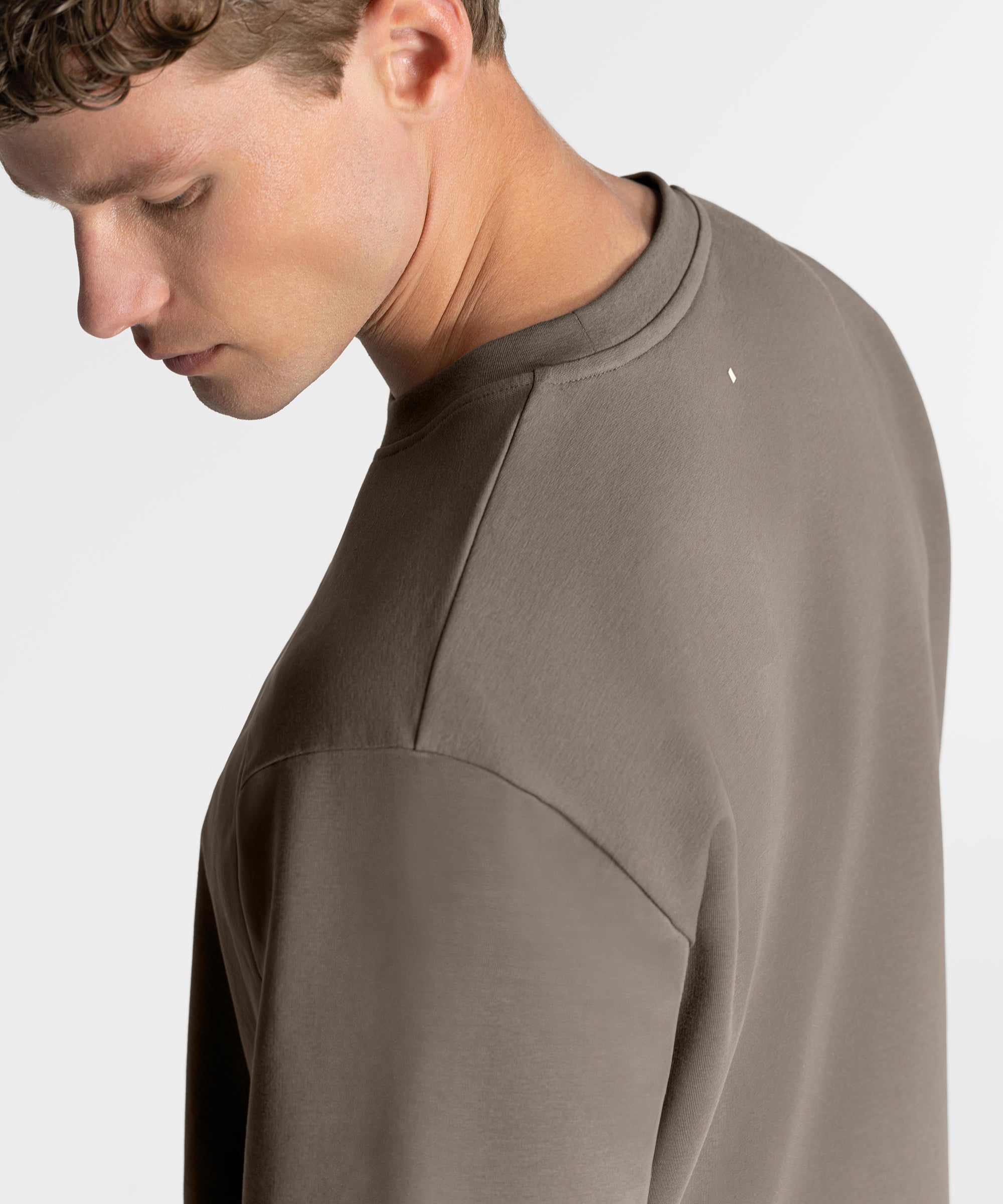 TS 01 Essence Oversized Heavyweight Desert Taupe 2.0 – t-shirt in taupe stretch cotton, photo 4