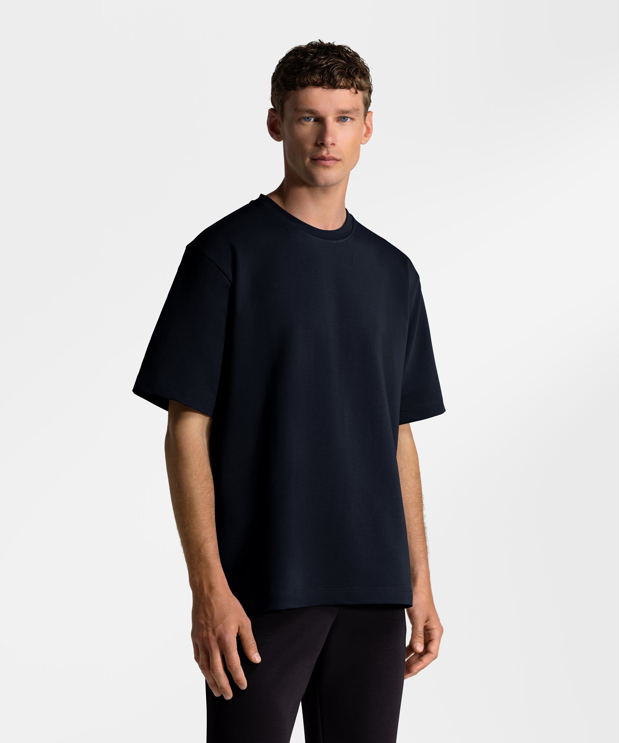 TS 01 Essence Oversized Heavyweight Blueberry 2.0 – t-shirt in blue stretch cotton