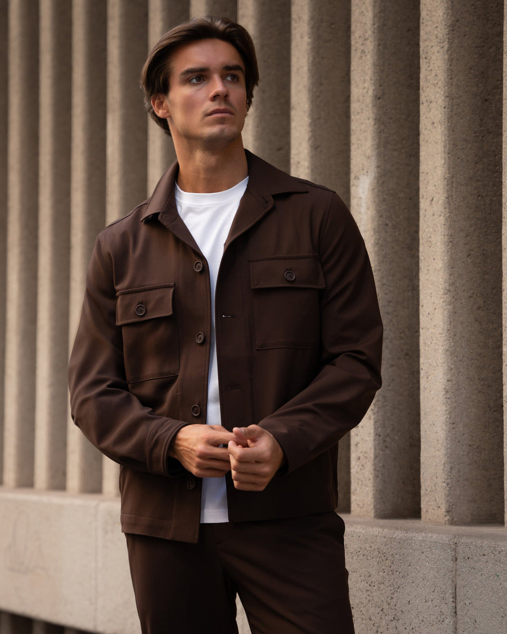JC 01 Essence Chocolate – overshirt jacket in brown Traveller Weave, photo 2