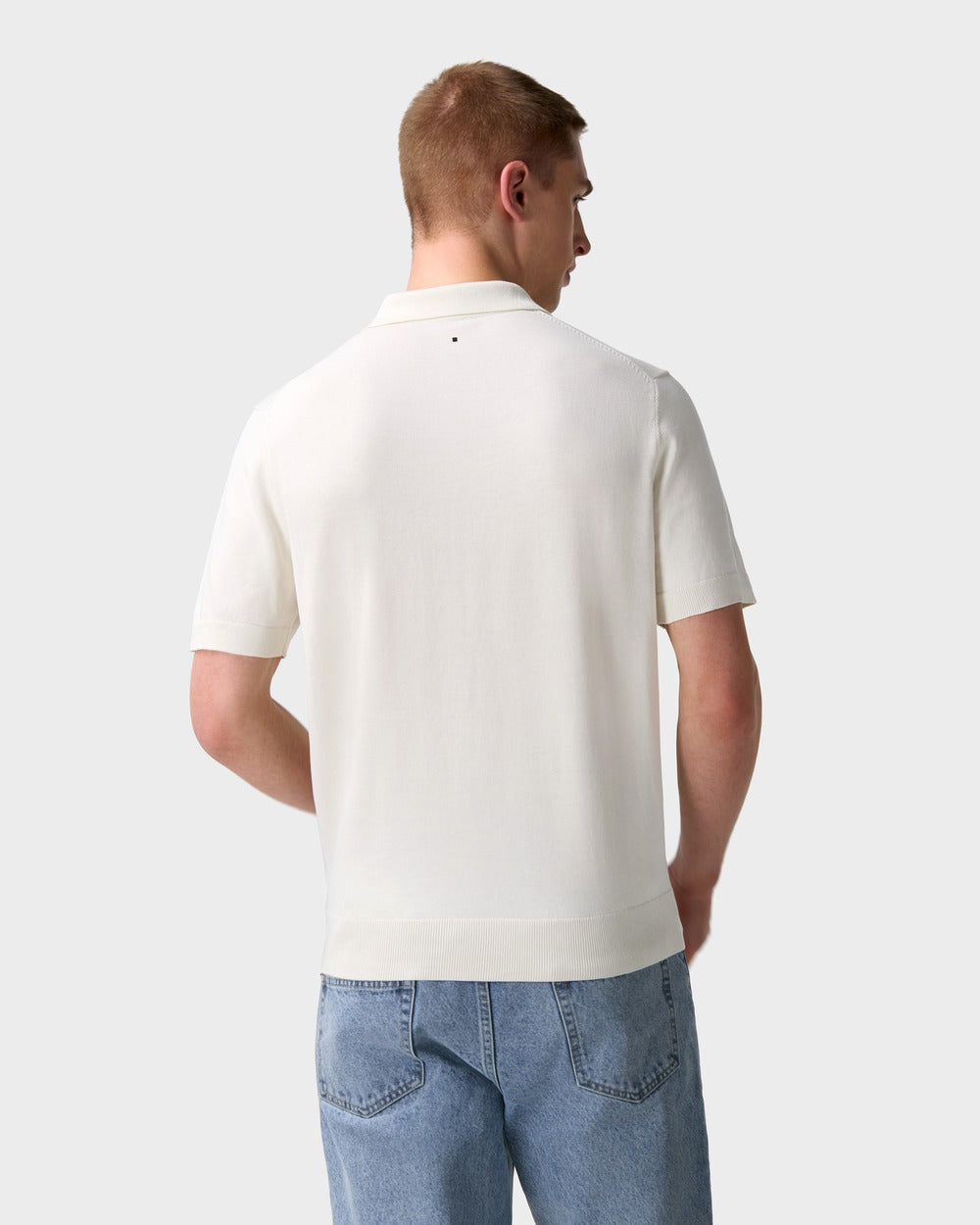 PO 04/PO 05 Tailored Off White – knitted polo in white cotton and silk