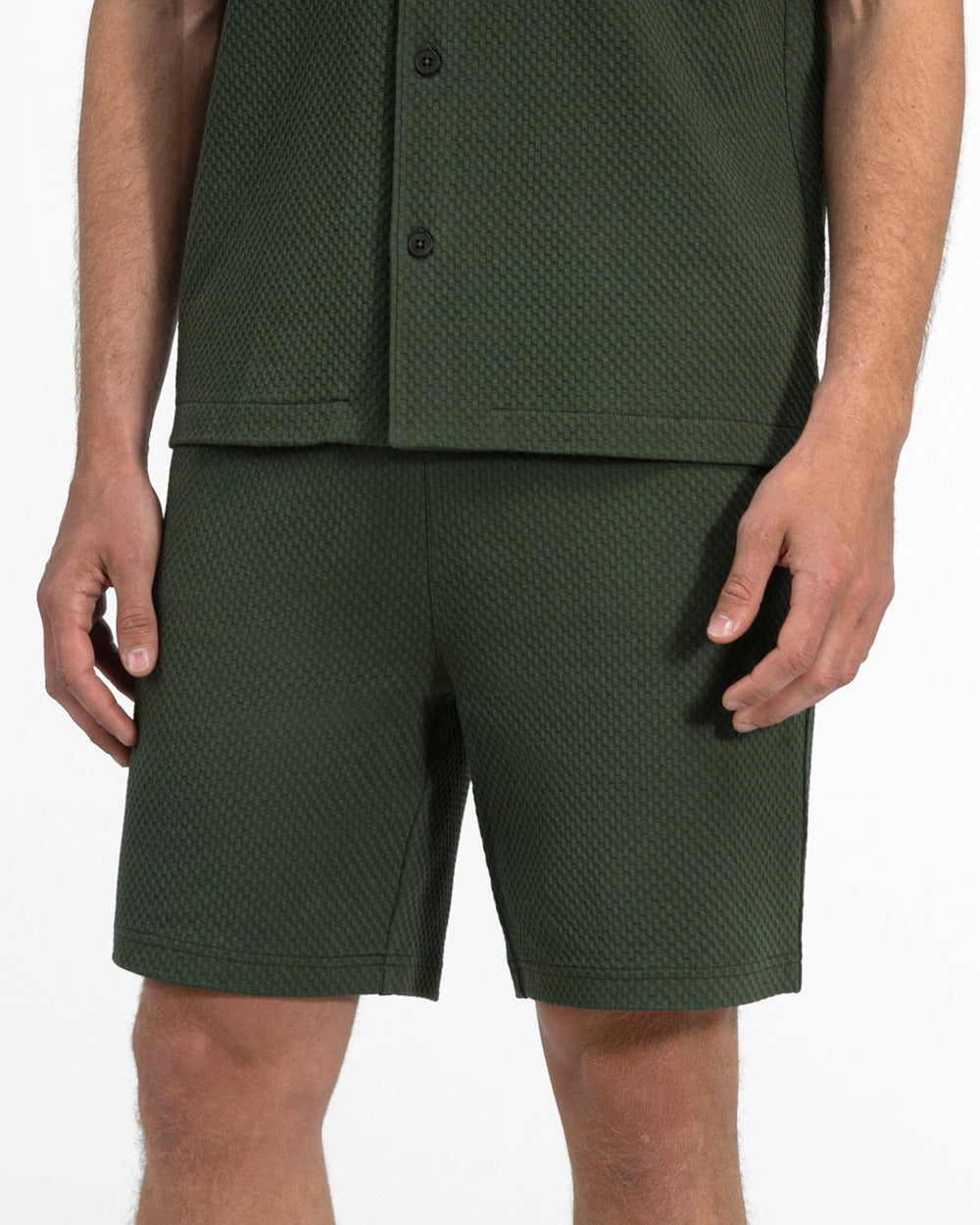 ST 02 Jacquard Forest Green – shorts in green cotton jacquard, photo 2