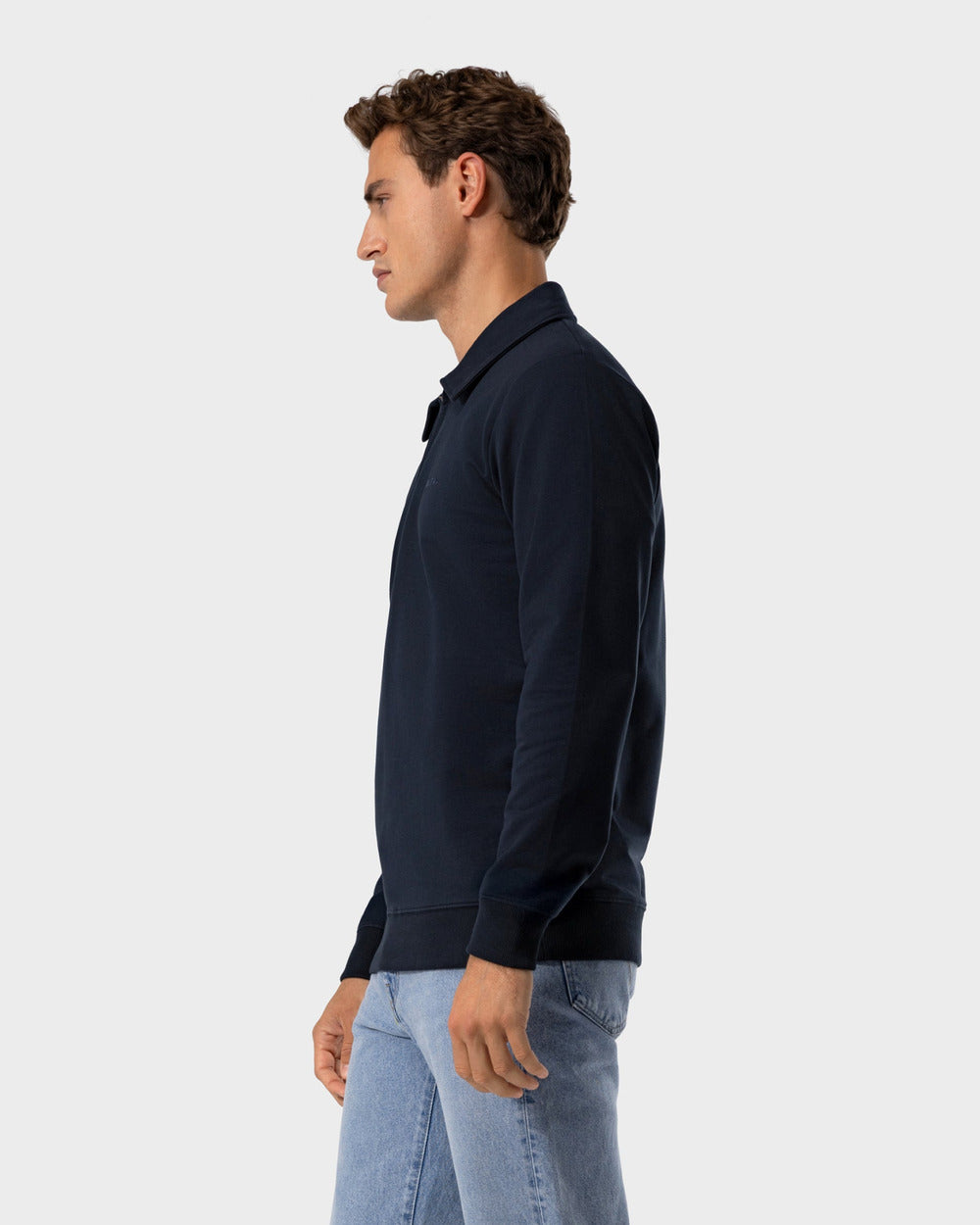 SW 02 Marked Half Zip Blueberry 2.0 – half zip sweatshirt in blue stretch cotton, photo 4