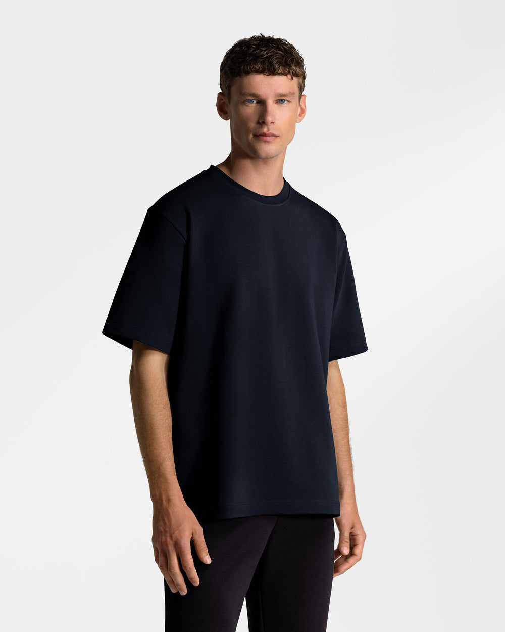 TS 01 Essence Oversized Heavyweight Blueberry 2.0 – t-shirt in blue stretch cotton