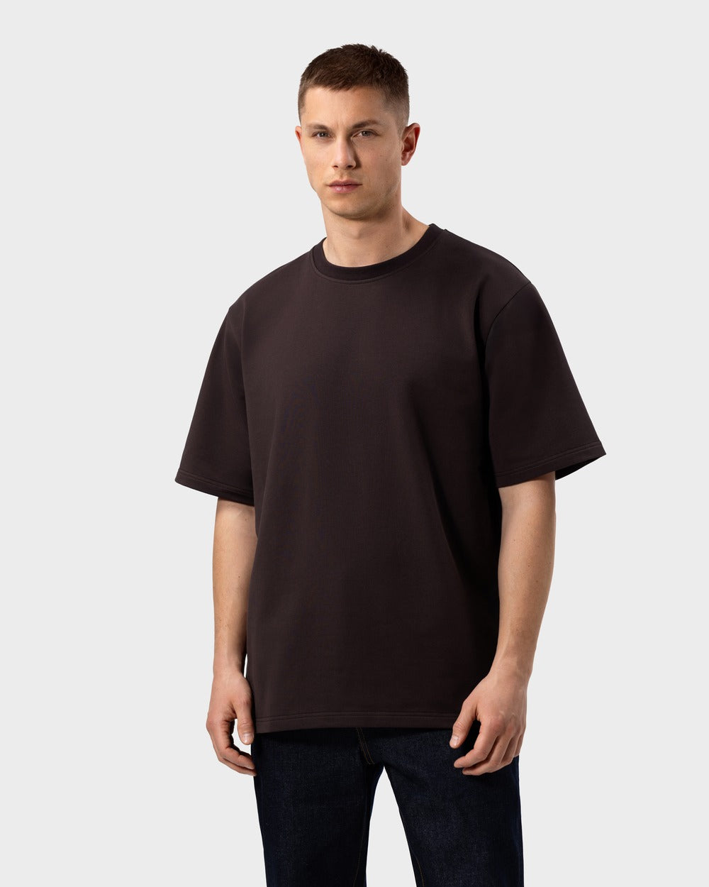 TS 01 Essence Oversized Heavyweight Chocolate 2.0 – t-shirt in brown stretch cotton, photo 2