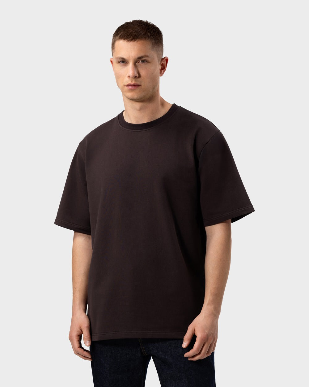 TS 01 Essence Oversized Heavyweight Chocolate 2.0 – t-shirt in brown stretch cotton, photo 2