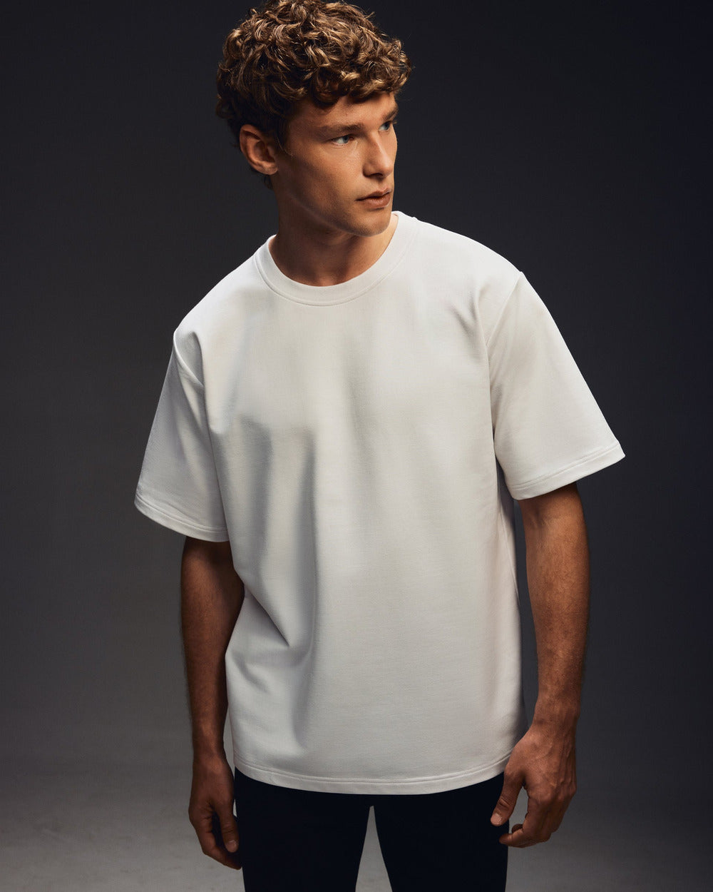 TS 01 Essence Oversized Heavyweight White 2.0 – t-shirt in white stretch cotton, photo 4