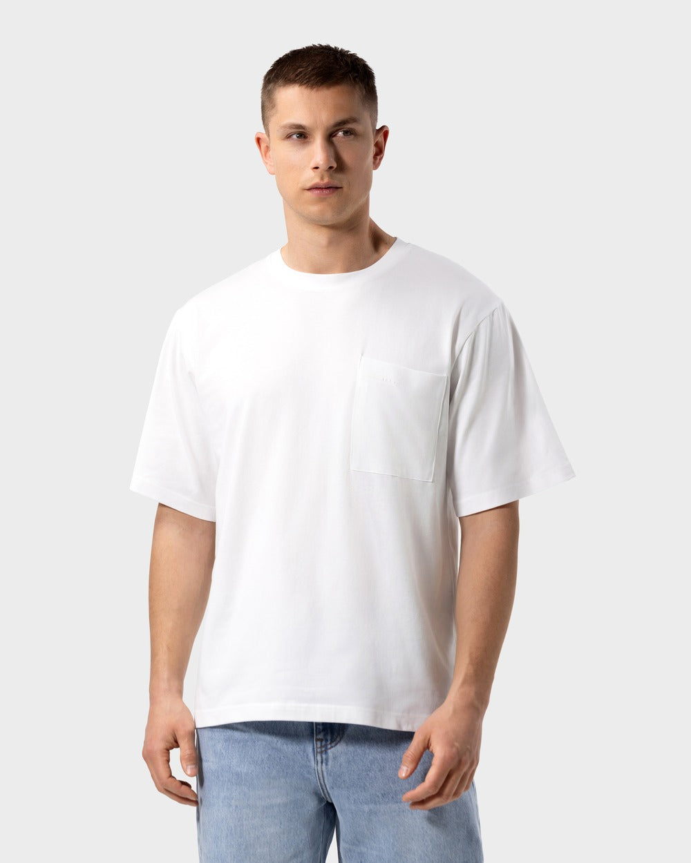 TS 01 Pocket Oversized Lightweight White – t-shirt in white cotton jersey
