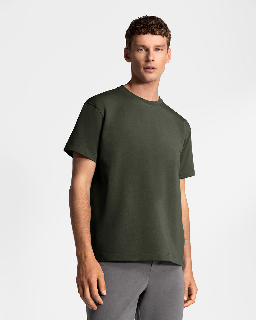 TS 01 Essence Regular Heavyweight Forest Green 2.0 – t-shirt in green stretch cotton