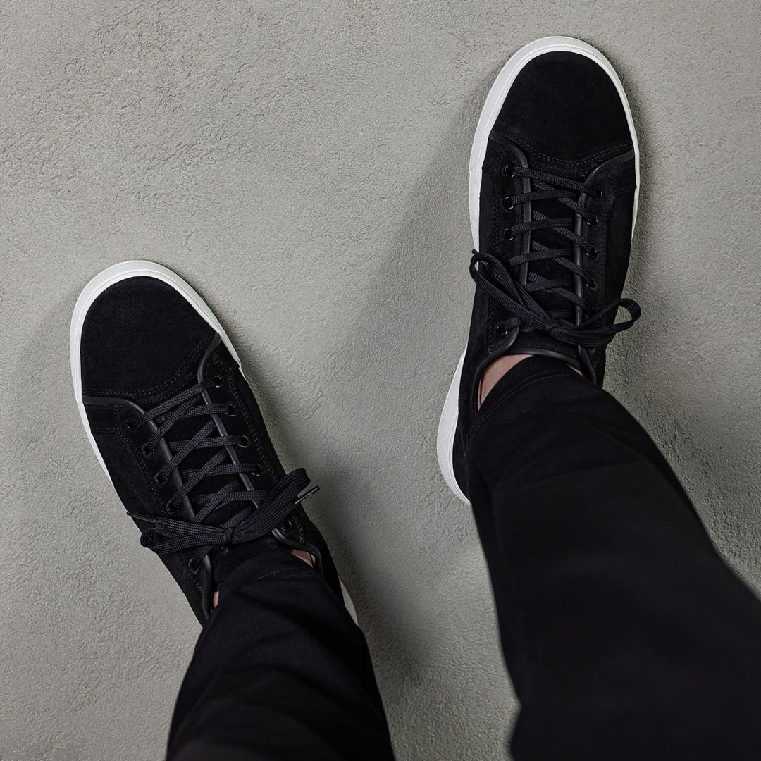 Zwarte sneakers voor heren Nette sneakers van leer in zwart
