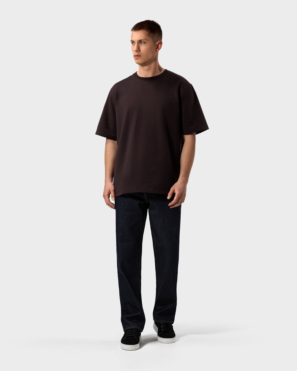 TS 01 Essence Oversized Heavyweight Chocolate 2.0 – t-shirt in brown stretch cotton, photo 7