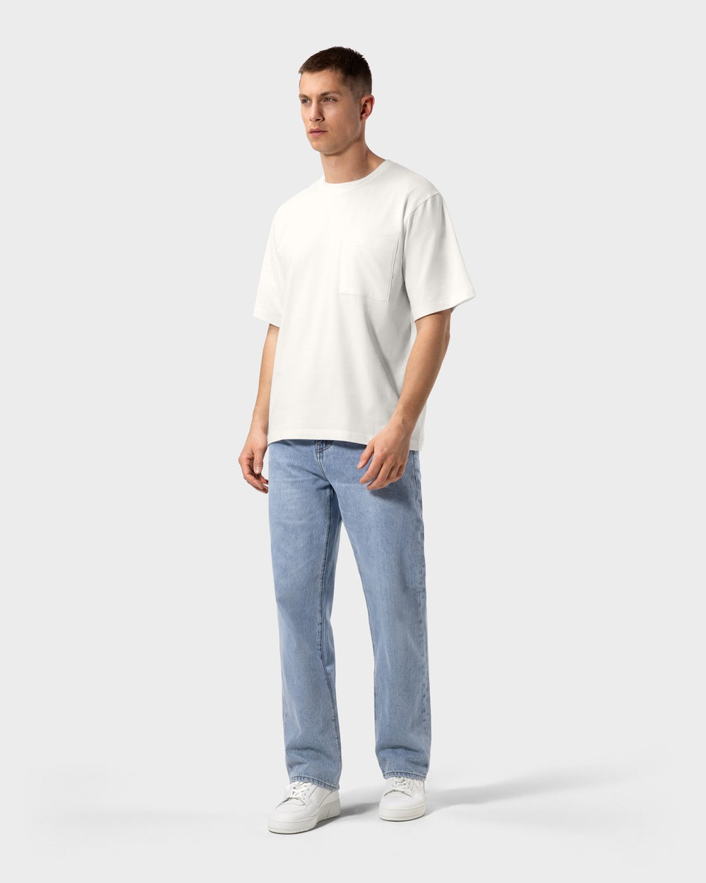 TS 01 Pocket Oversized Lightweight Off White – t-shirt in white cotton jersey, photo 8