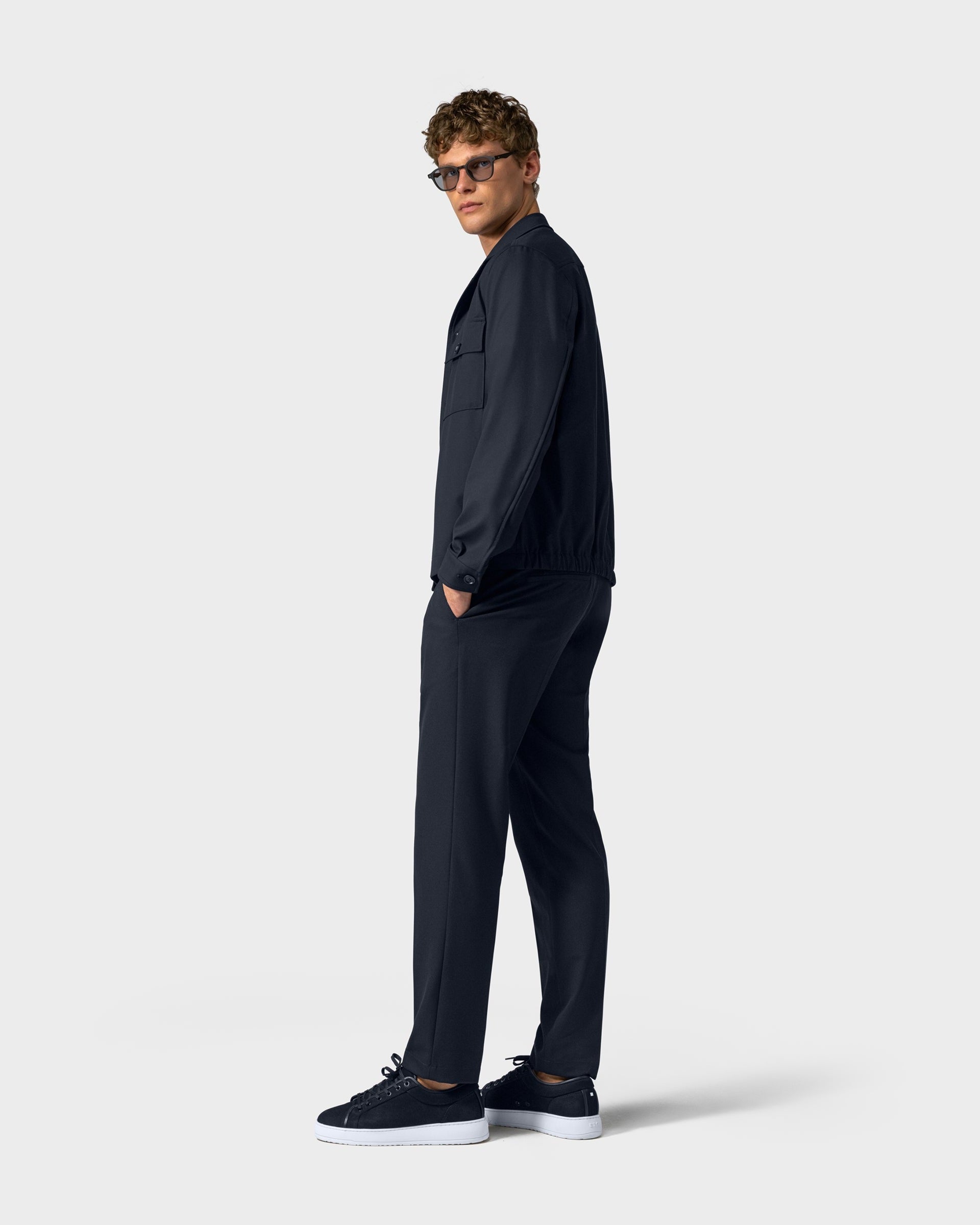 TP 02 Essence Blueberry and JC 01 Essence Blueberry – travel trousers and overshirt jacket