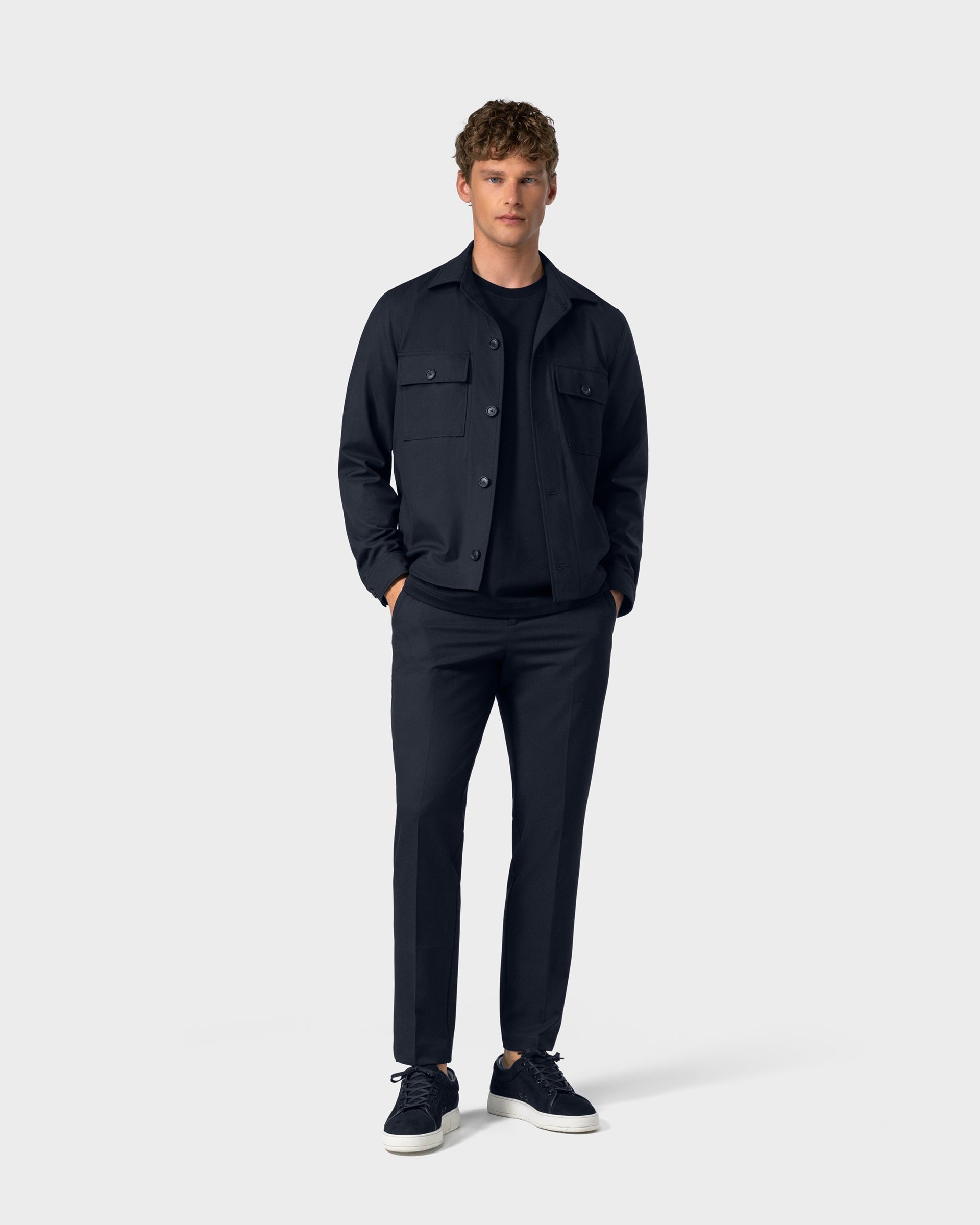 TP 02 Essence Blueberry and JC 01 Essence Blueberry – travel trousers and overshirt jacket