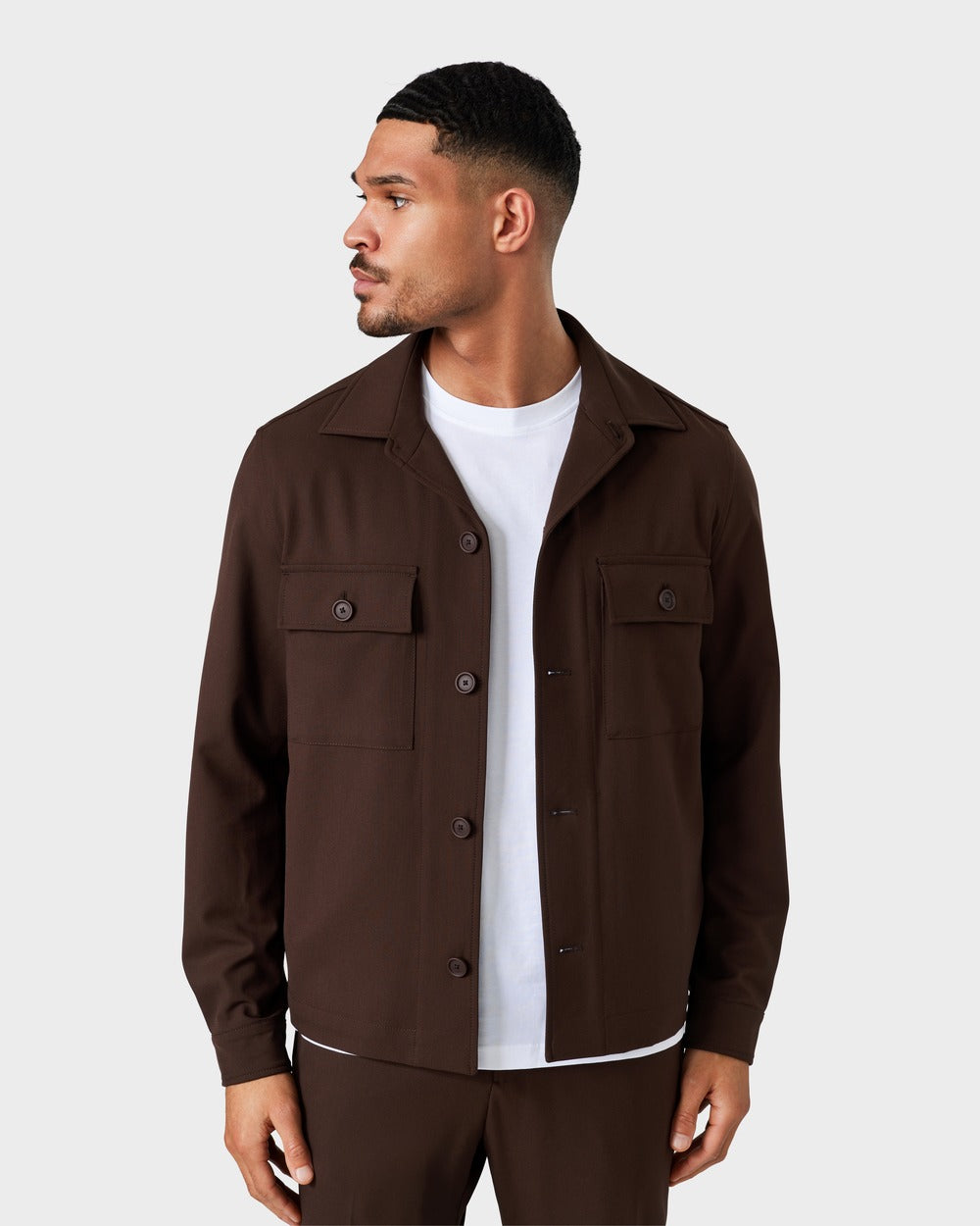 JC 01 Essence Chocolate – overshirt jacket in brown Traveller Weave