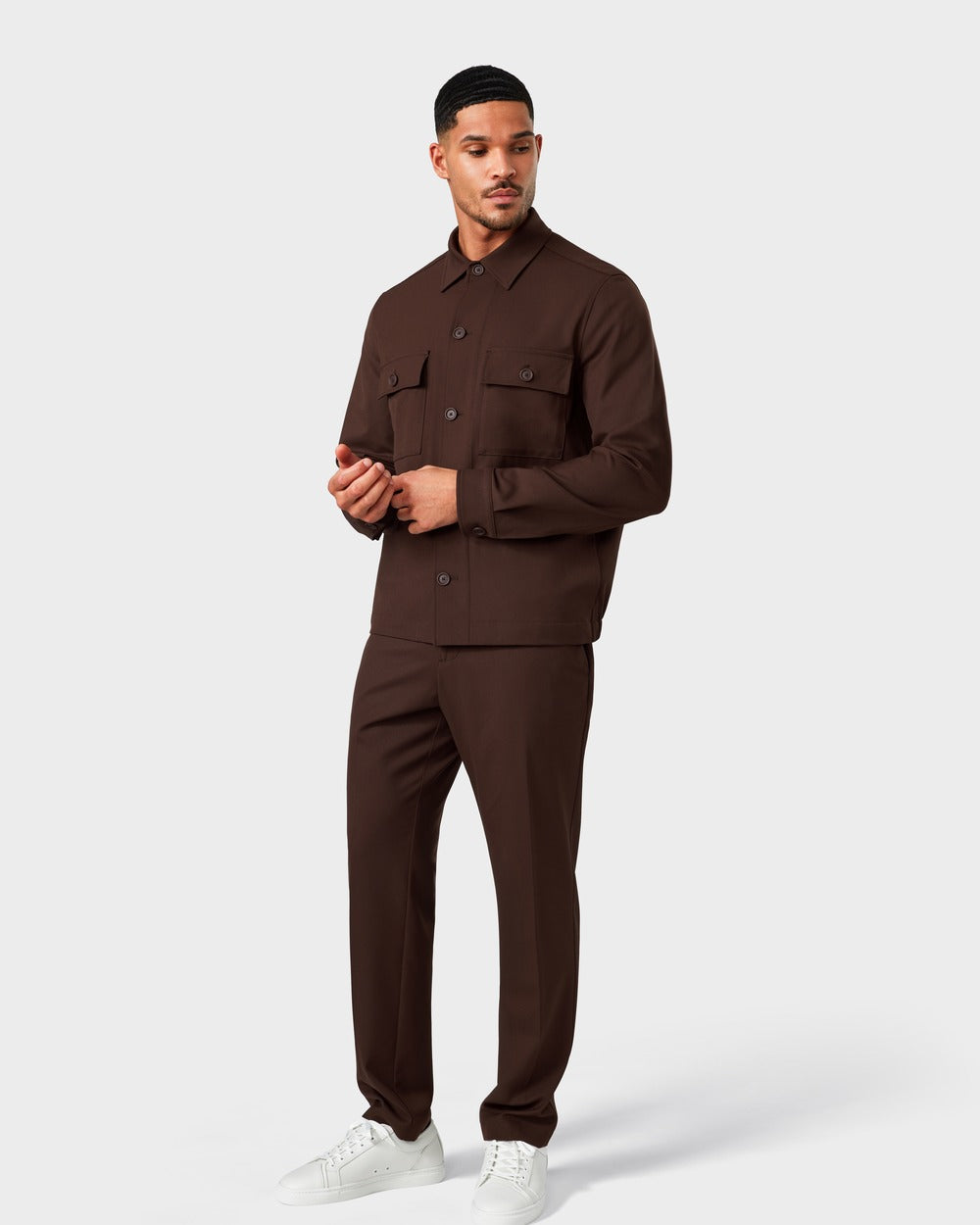 JC 01 Essence Chocolate – overshirt jacket in brown Traveller Weave