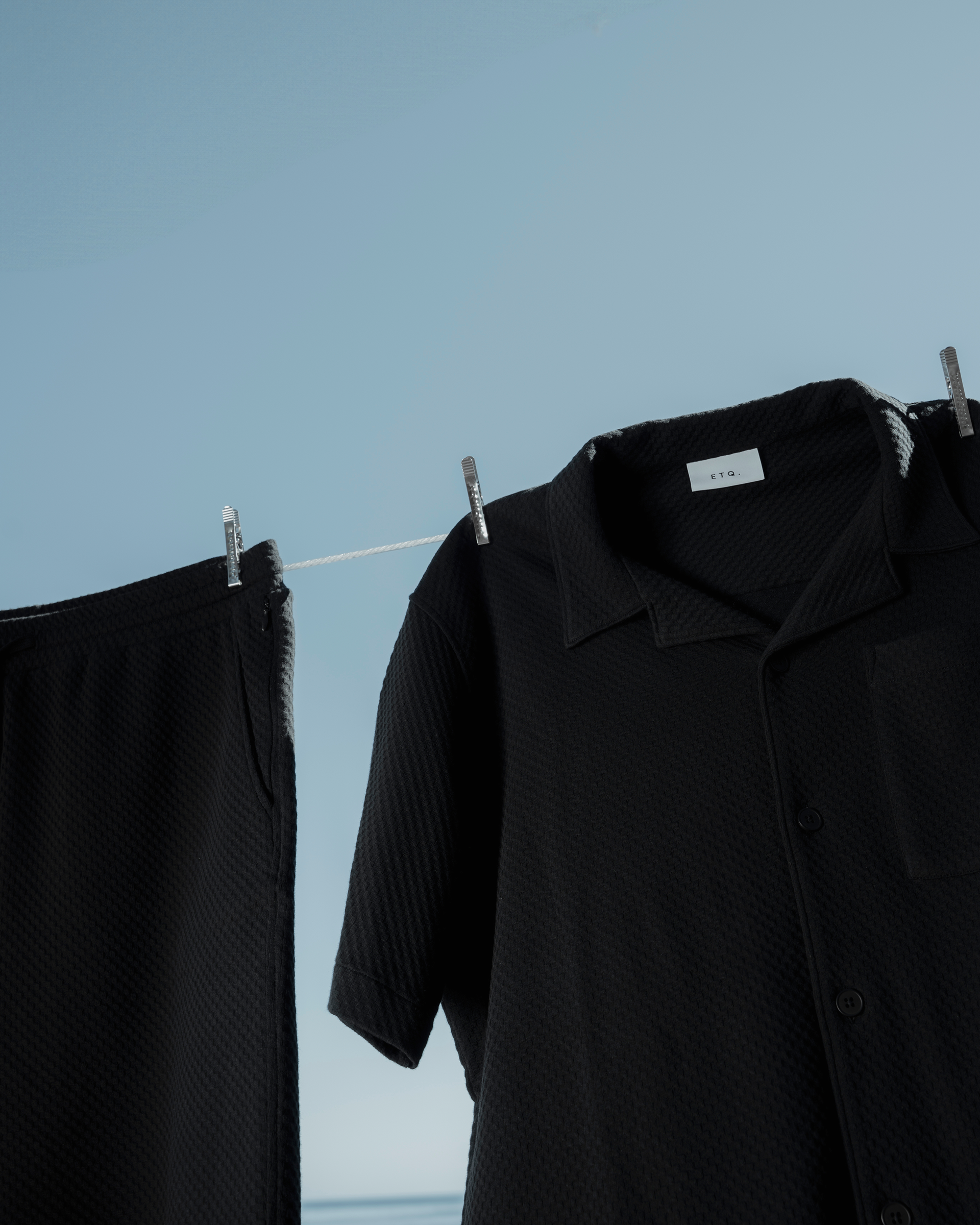 SH 04 Jacquard Black – short sleeve shirt in black cotton jacquard, photo 5