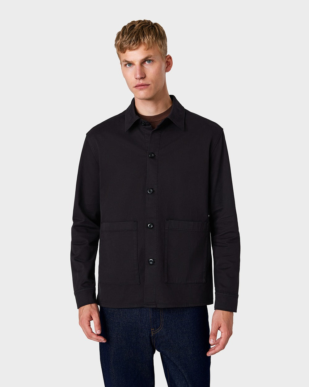 OS 03 Twill Black – overshirt in black washed cotton twill, photo 3