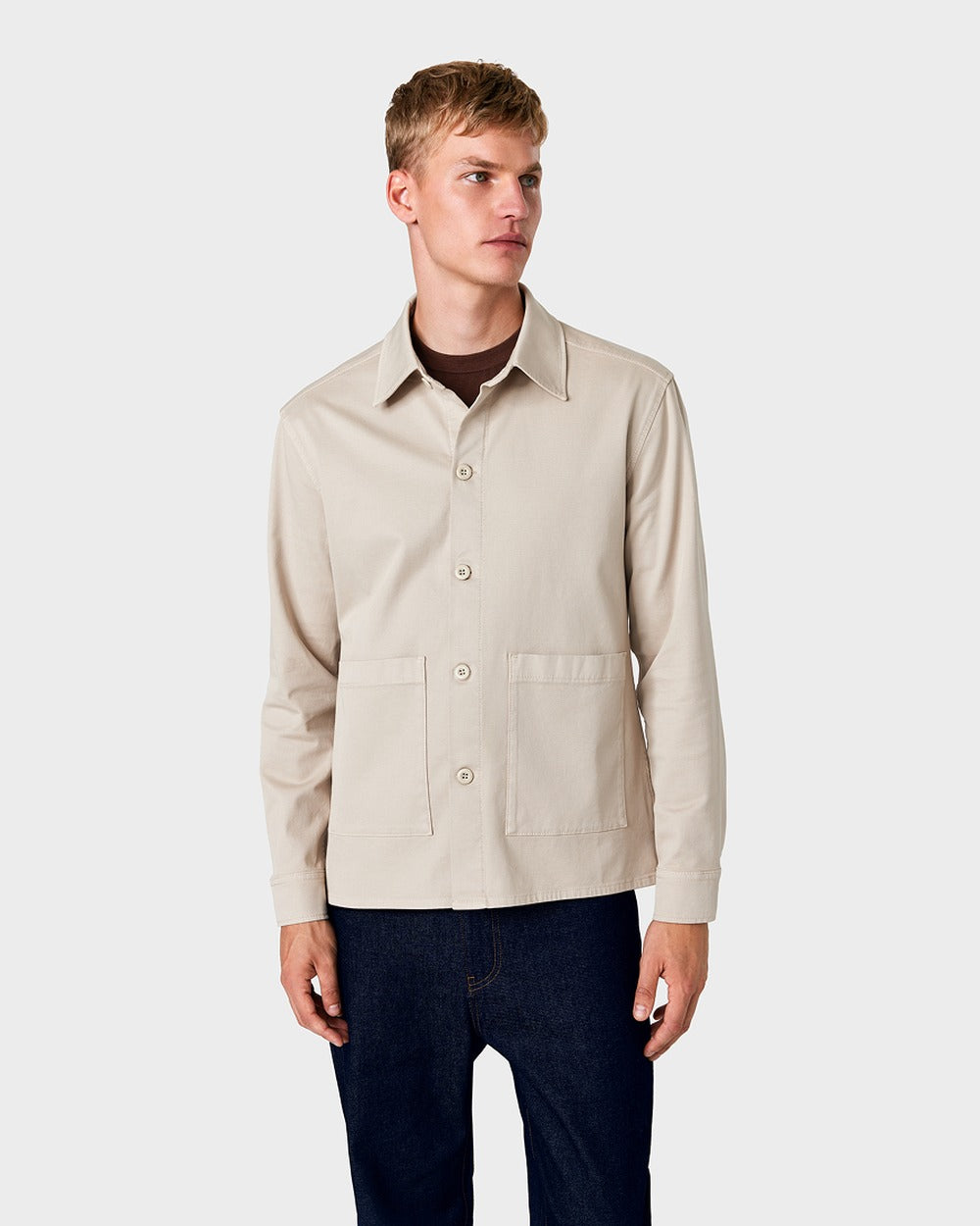 OS 03 Twill Sand – overshirt in beige washed cotton twill, photo 10