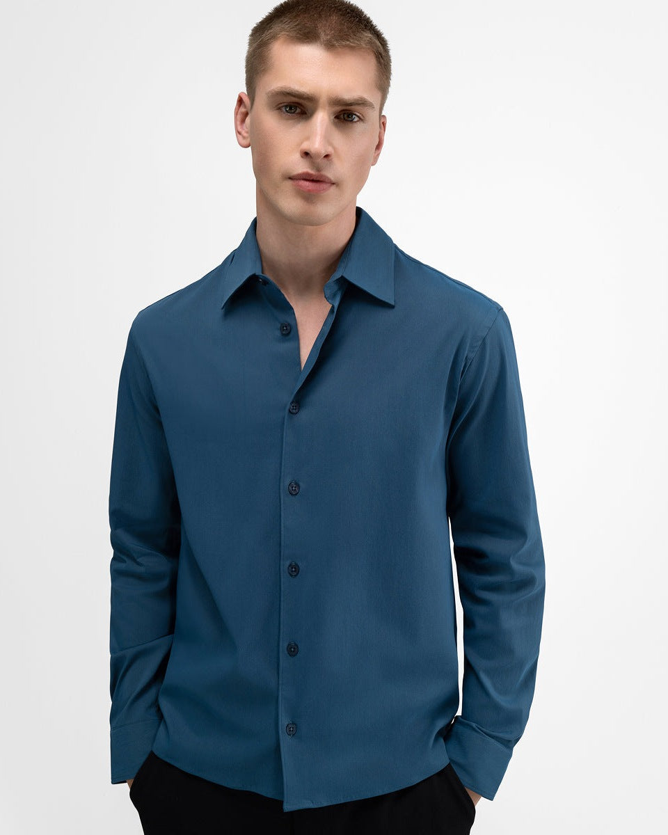 SH 01 Essence Blueberry – shirt in blue non-iron twill, photo 2