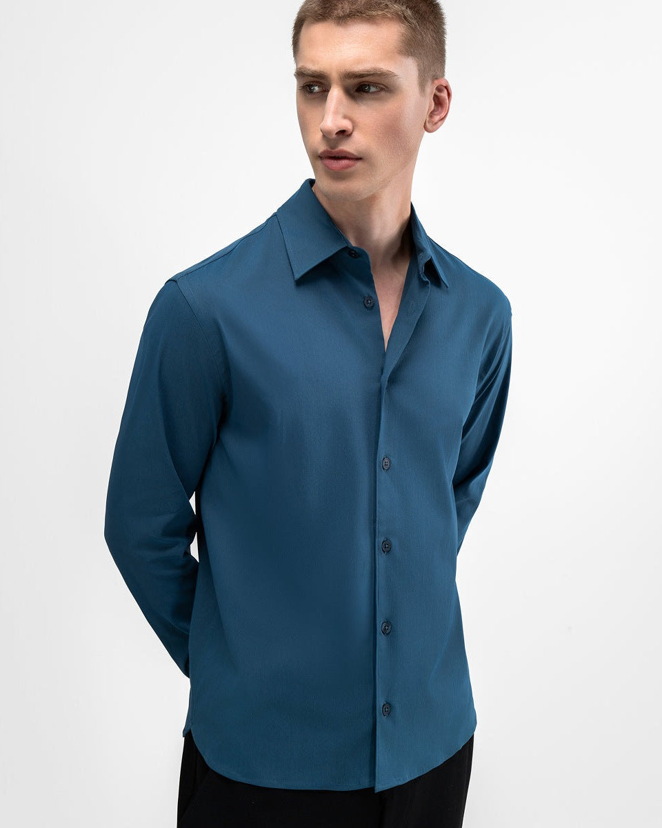 SH 01 Essence Blueberry – shirt in blue non-iron twill, photo 8