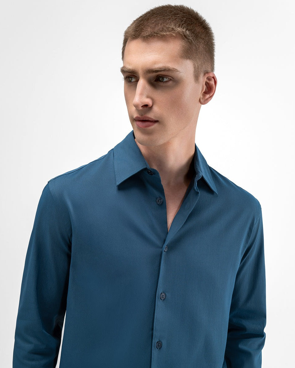 SH 01 Essence Blueberry – shirt in blue non-iron twill, photo 6