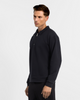 SW 02 Essence Half Zip Black – half zip sweatshirt in black cotton fleece, side view