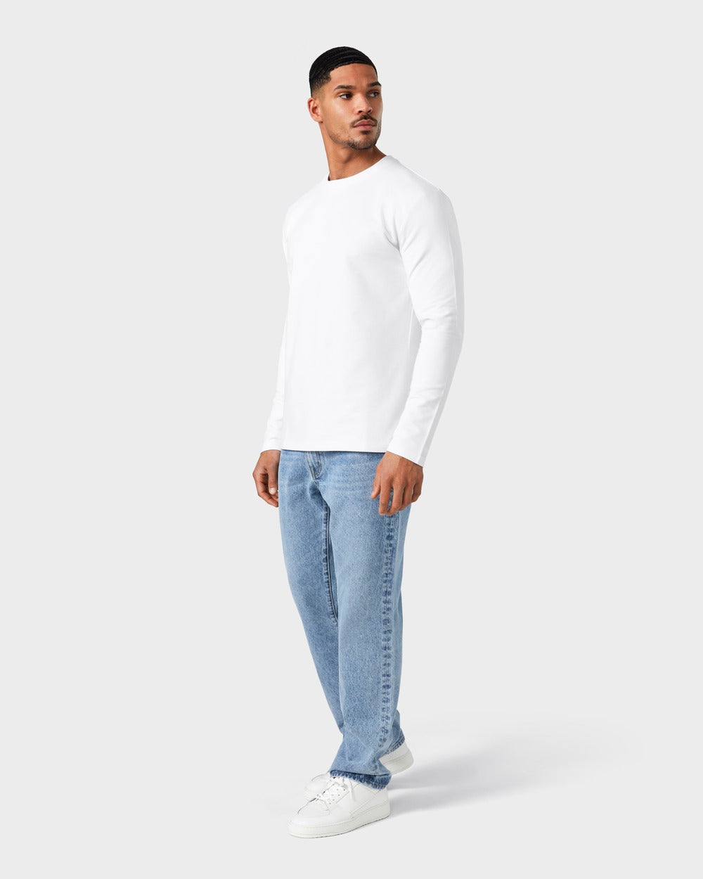TS 03 Essence Long Sleeve White 2.0 – long sleeve t-shirt in white stretch cotton, photo 9