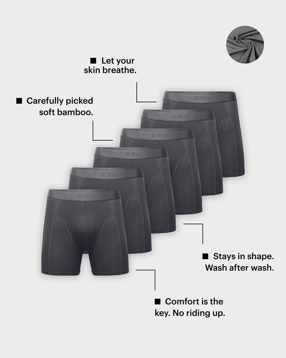 Boxer Shorts Anthracite – boxer briefs in grey bamboo