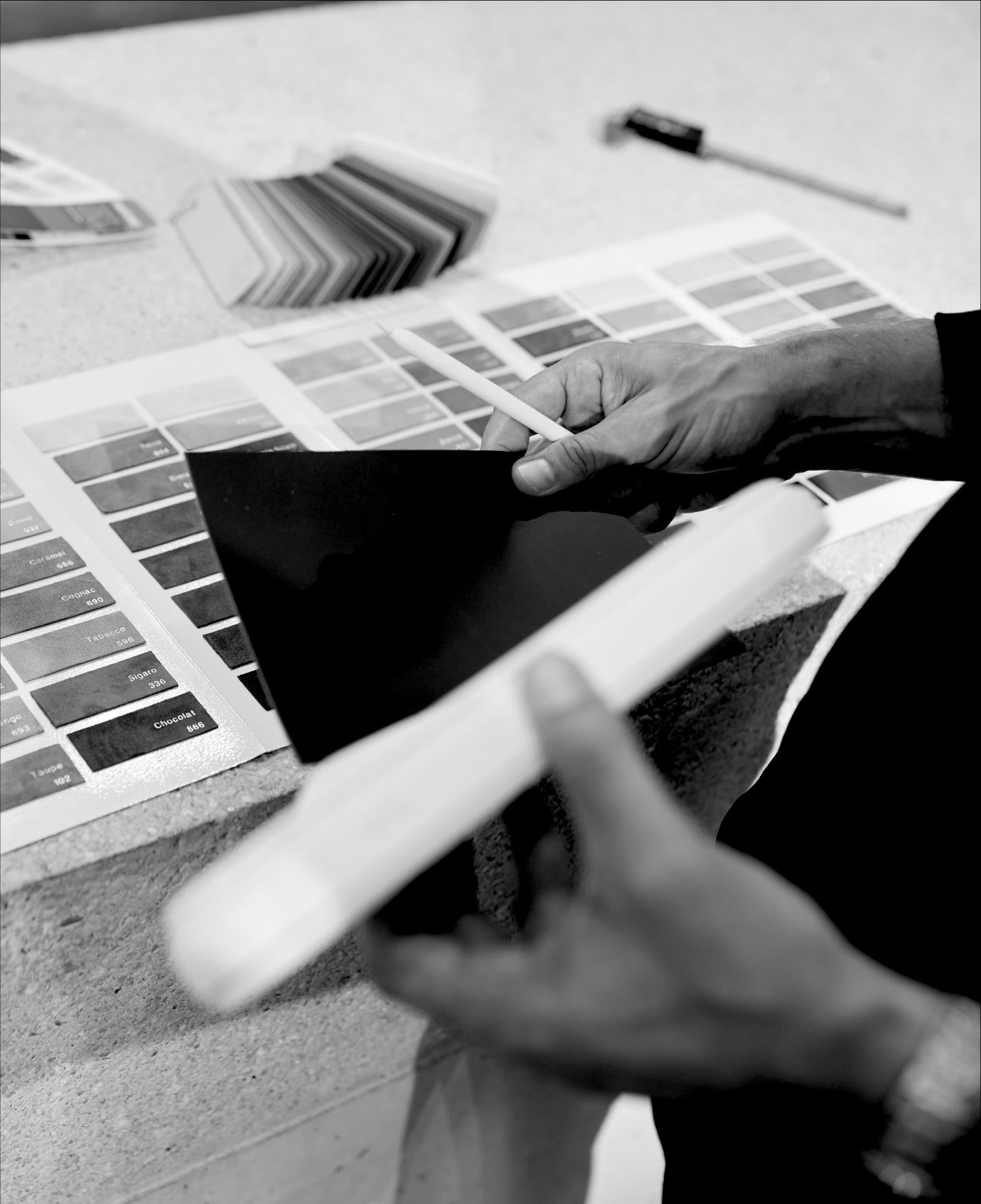 Choosing colours for an ETQ sneaker in the design studio