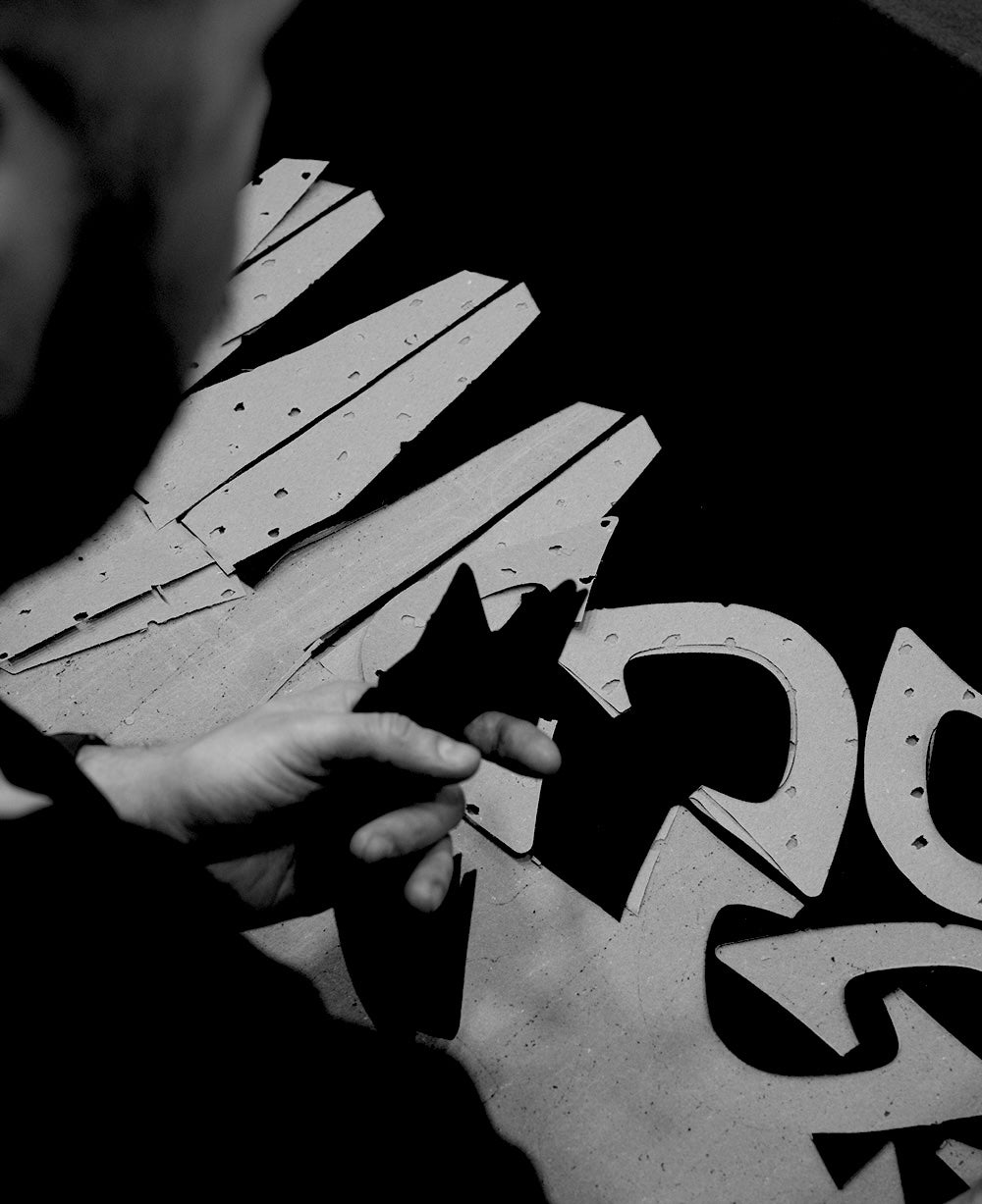 Cutting leather pieces for ETQ sneakers