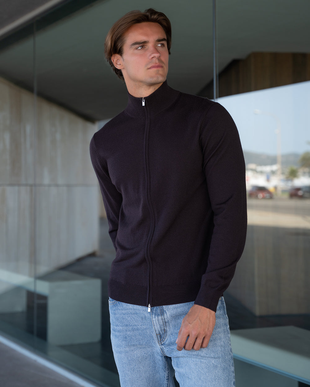 ZS 04 Tailored Cardigan Dark Fig